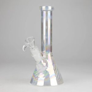8" Glossy Ribbed Base Beaker 3 pcs Rainbow and Zinc Shiny Shade