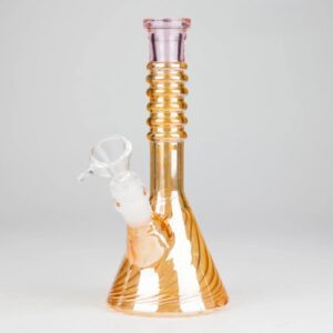 8" Glossy Six Ring Beaker 3 pcs Rainbow and Zinc Shiny Shade